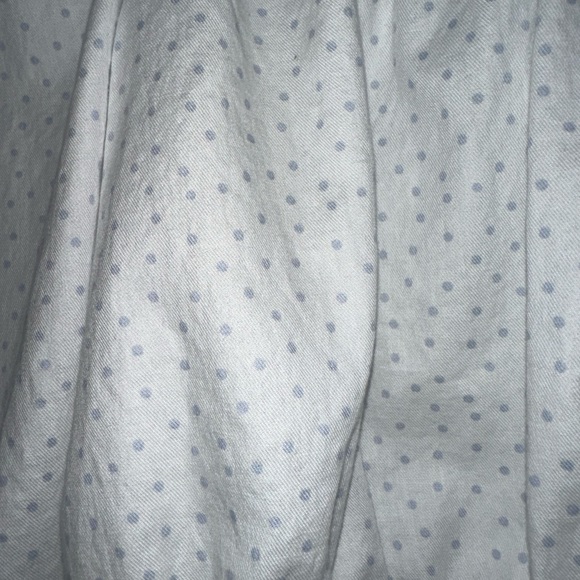 Paige🔵white blue polka dots XS cropped top with tie and buttons puffy sleeve - Picture 9 of 12